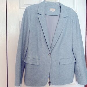 Loft Light Blue Herringbone Blazer Size 14
